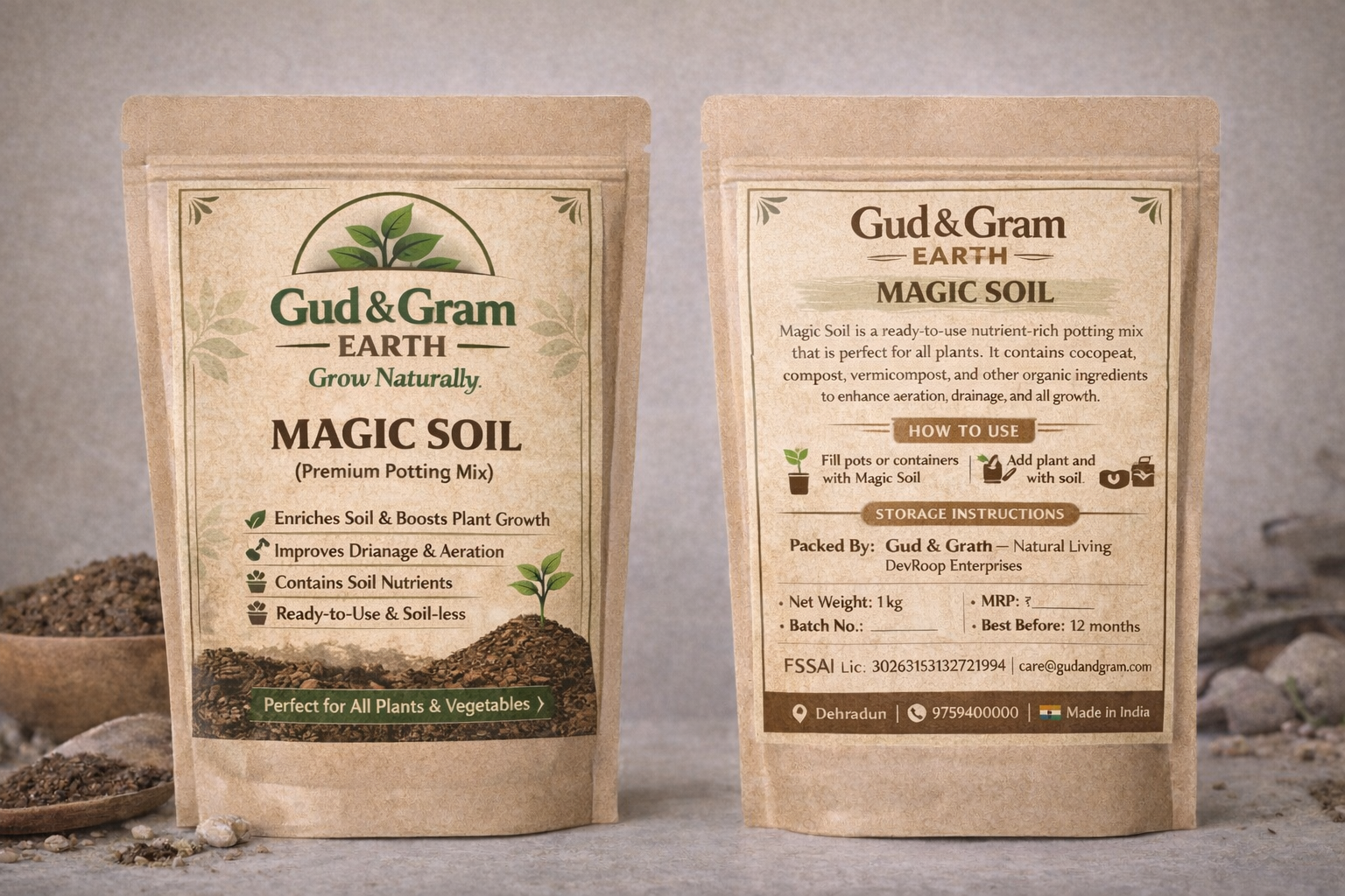 Magic Soil – Premium Natural Potting Mix by Gud & Gram 1 kg