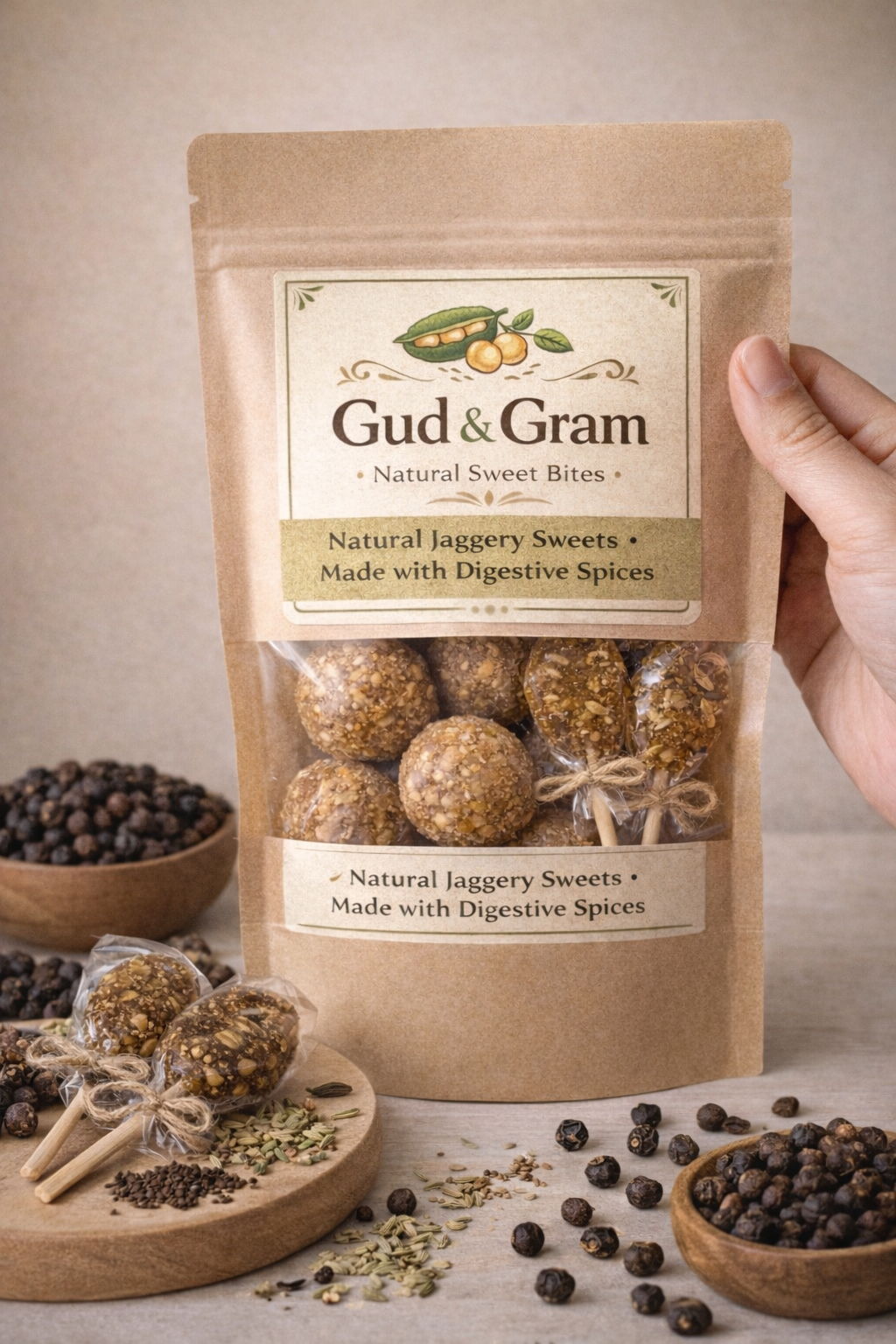 Almond Roasted Chana Ladoo – Healthy Natural Jaggery Sweet by Gud & Gram