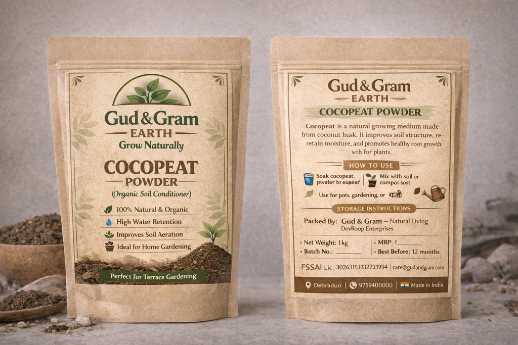 Cocopeat Powder – Natural Coconut Husk Growing Medium by Gud & Gram 1 kg