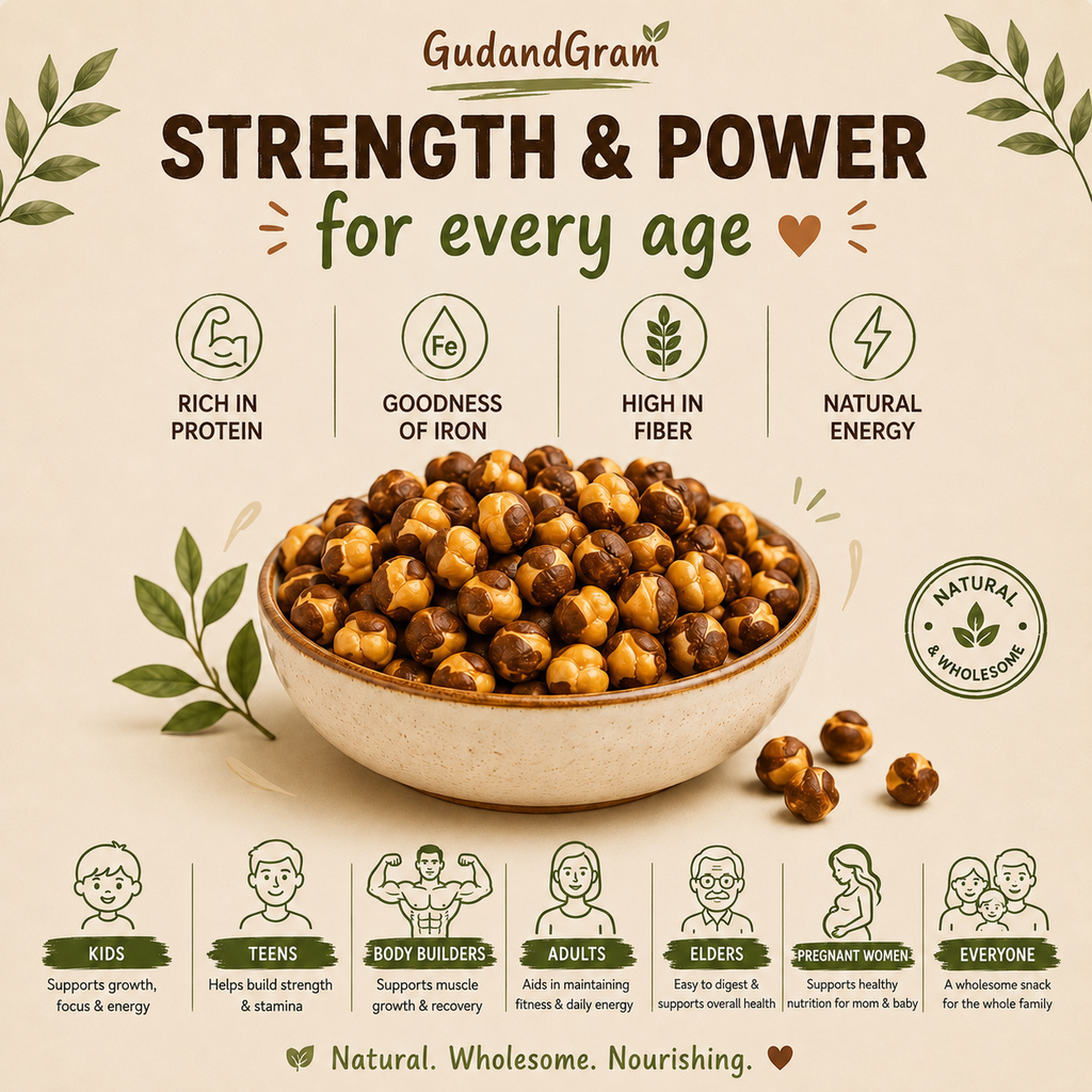 Almond Roasted Chana Ladoo – Healthy Natural Jaggery Sweet by Gud & Gram