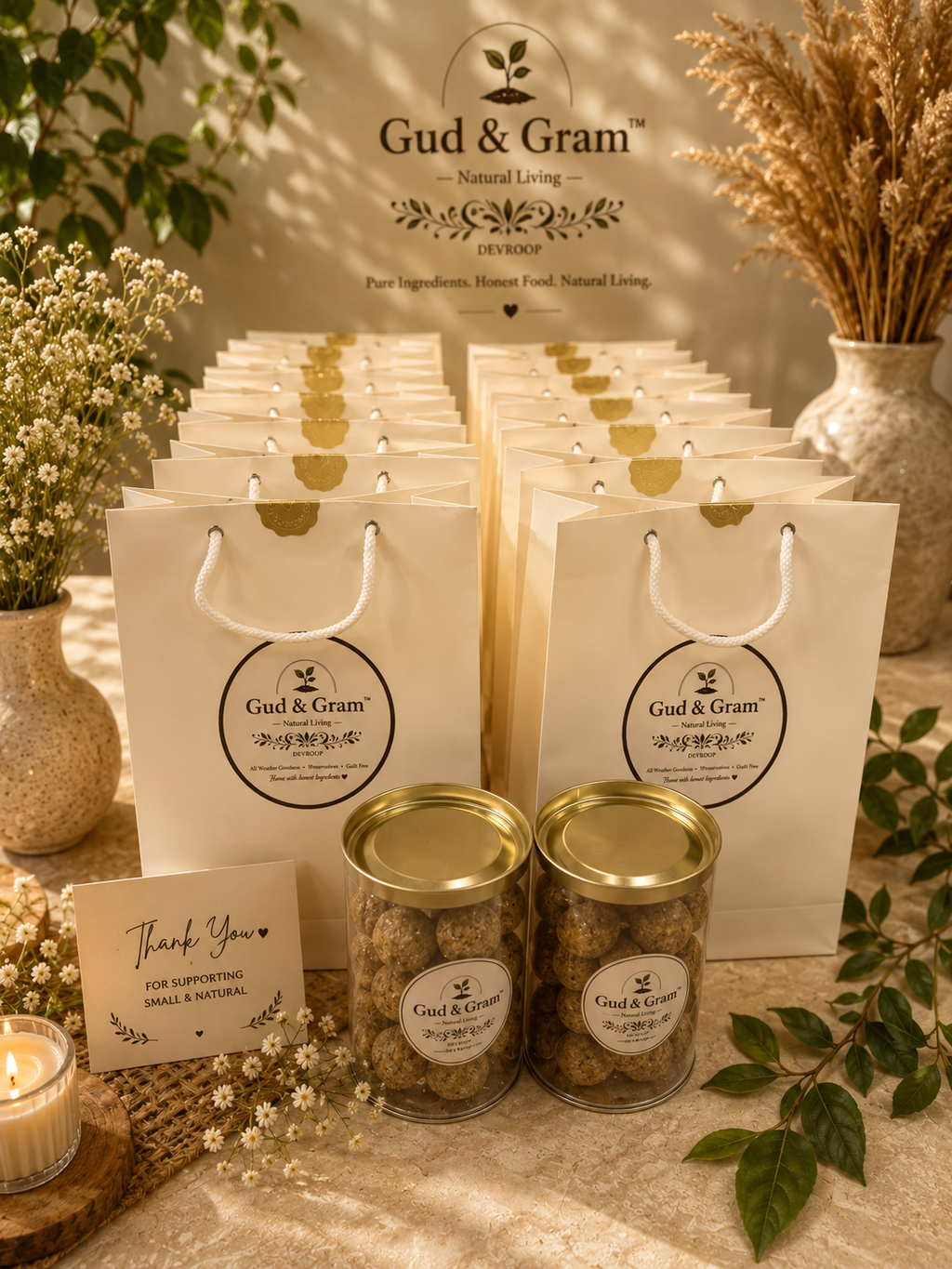 Almond Roasted Chana Ladoo – Healthy Natural Jaggery Sweet by Gud & Gram