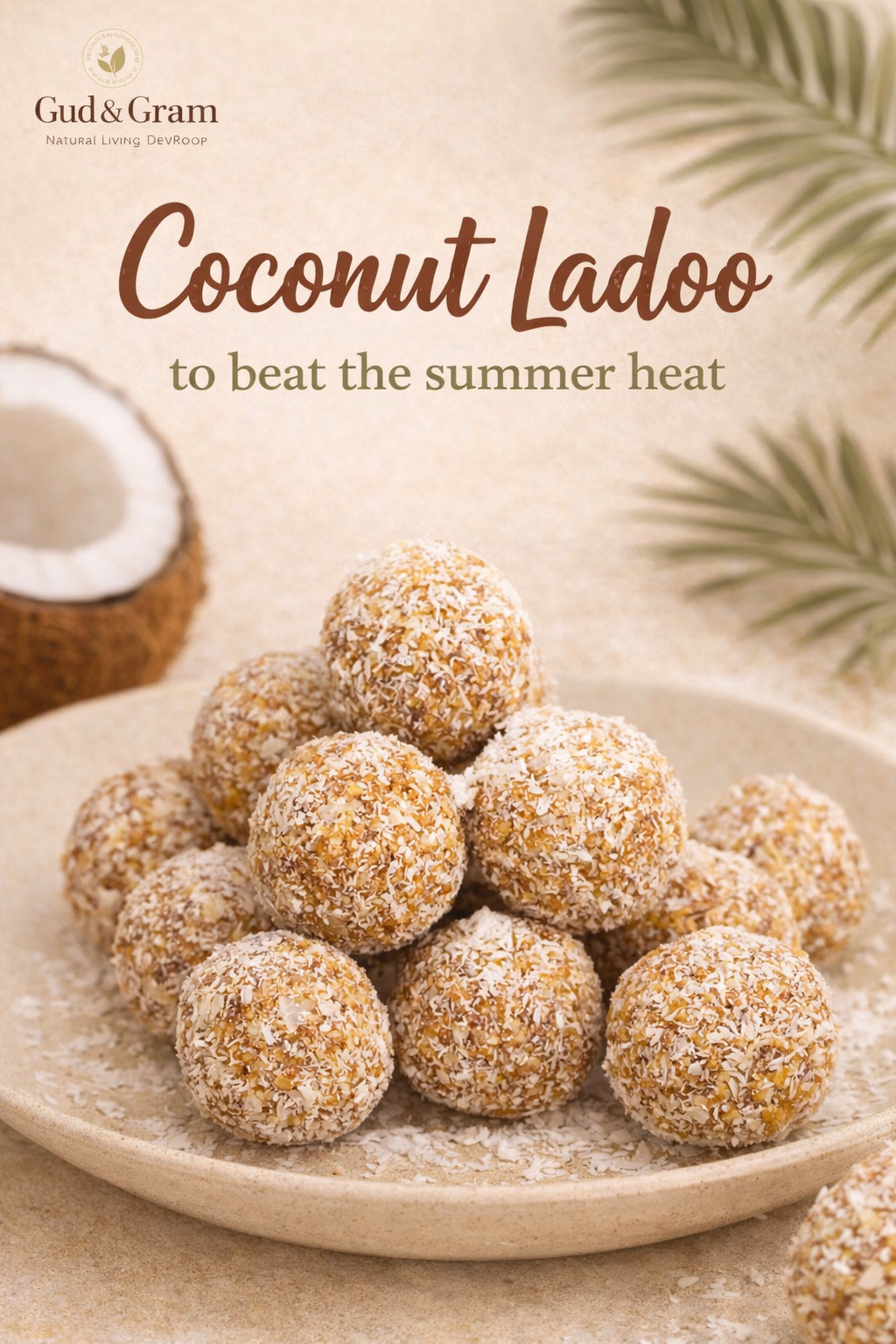 Almond Coconut Ladoo – Cool Summer Sweet with Natural Jaggery by Gud & Gram