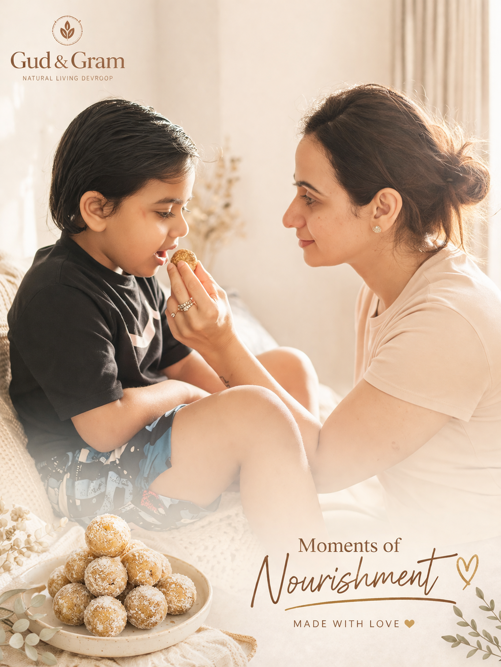 Almond Coconut Ladoo – Cool Summer Sweet with Natural Jaggery by Gud & Gram