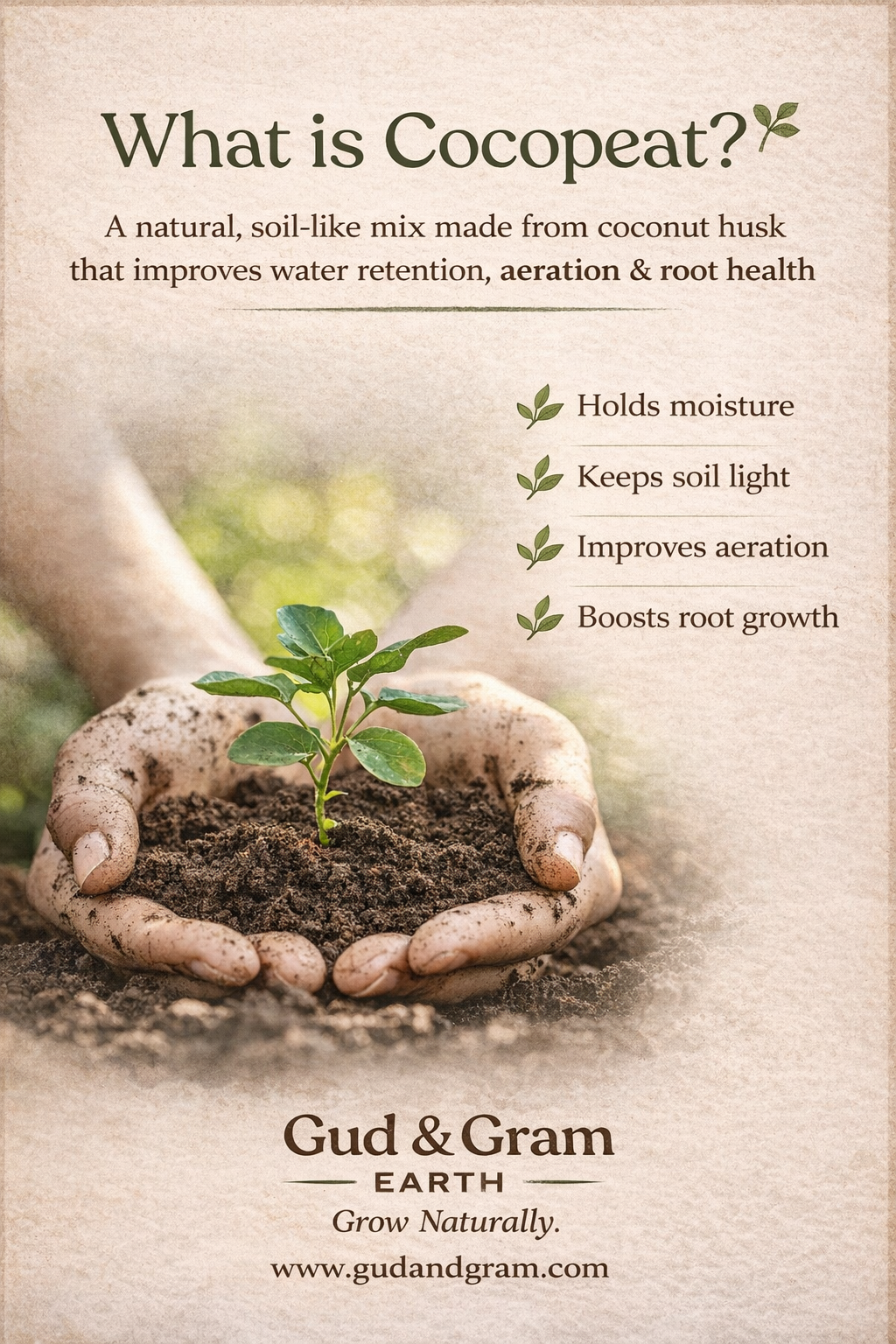 Cocopeat Powder – Natural Coconut Husk Growing Medium by Gud & Gram 1 kg